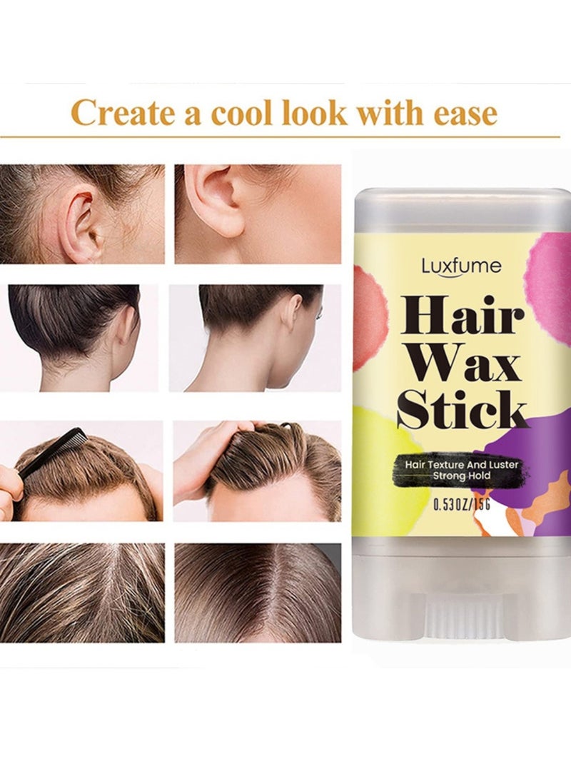 Luxfume Hair Wax Stick Hair Finishing Stick Anti Frizz Hair Flyaway Wax Tamer Edge Brush Hair Mascara Flyaway Hair Stick Moisturizing and Shine Enhancing Hair Finishing Gel 15g - Image 3