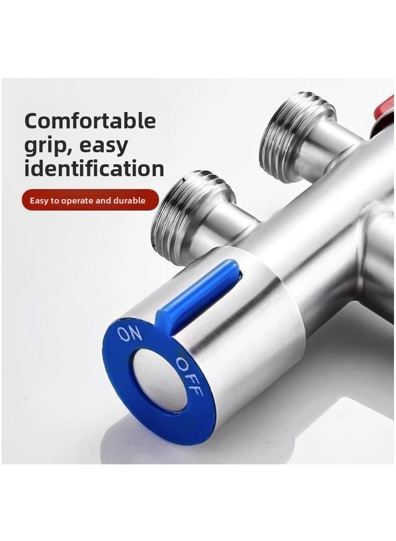 Faucet angle valve, 1 point 2 stainless steel water valve, double-connected toilet bathroom, 3-way angle valve faucet - Chrome-plated brass water diverter with G1/2 inch water inlet, G3/4 outlet - Durable shut-off valve for bathroom and kitchen faucet - Image 5
