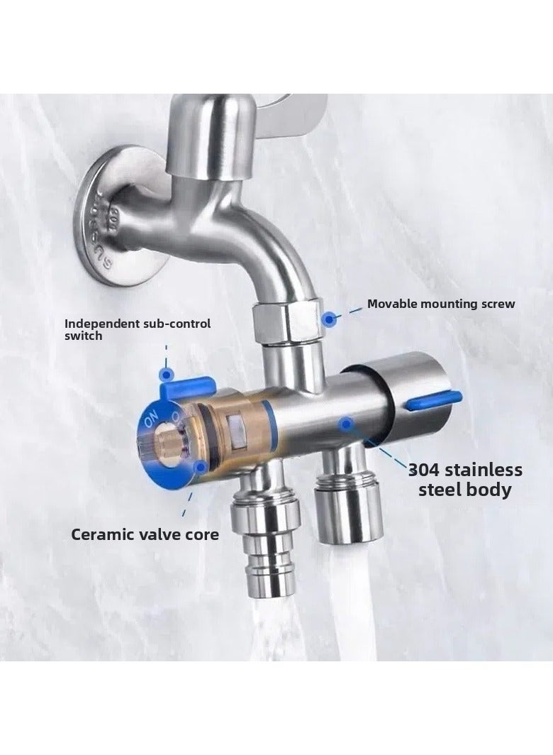 Faucet angle valve, 1 point 2 stainless steel water valve, double-connected toilet bathroom, 3-way angle valve faucet - Chrome-plated brass water diverter with G1/2 inch water inlet, G3/4 outlet - Durable shut-off valve for bathroom and kitchen faucet - Image 3
