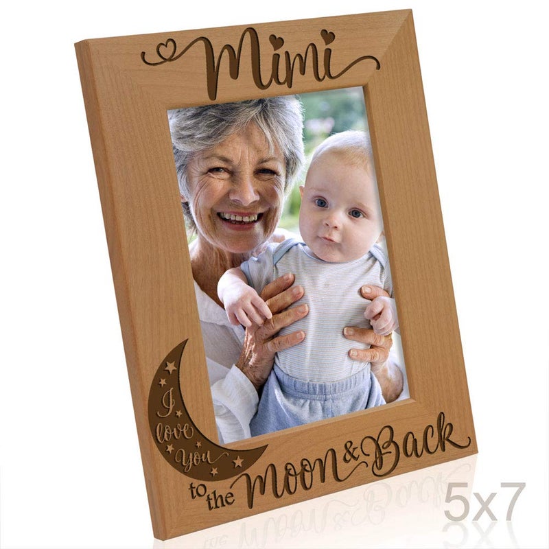 كيت بوش Kate Posh - Mimi I Love You to the Moon و Back محفورة على إطار صورة الخشب الطبيعي ، هدايا عيد الجد. - Image 3