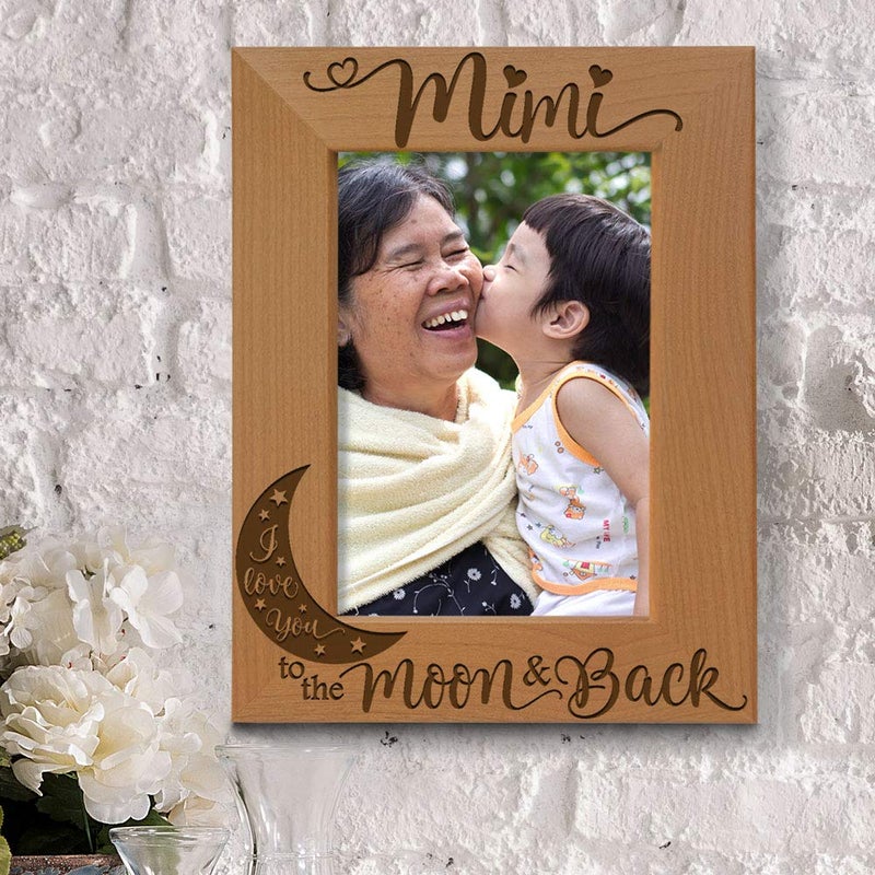 كيت بوش Kate Posh - Mimi I Love You to the Moon و Back محفورة على إطار صورة الخشب الطبيعي ، هدايا عيد الجد. - Image 5