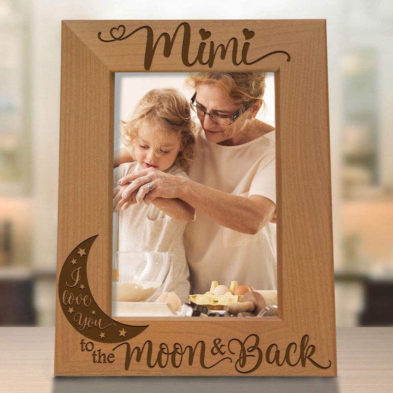 كيت بوش Kate Posh - Mimi I Love You to the Moon و Back محفورة على إطار صورة الخشب الطبيعي ، هدايا عيد الجد. - Image 4