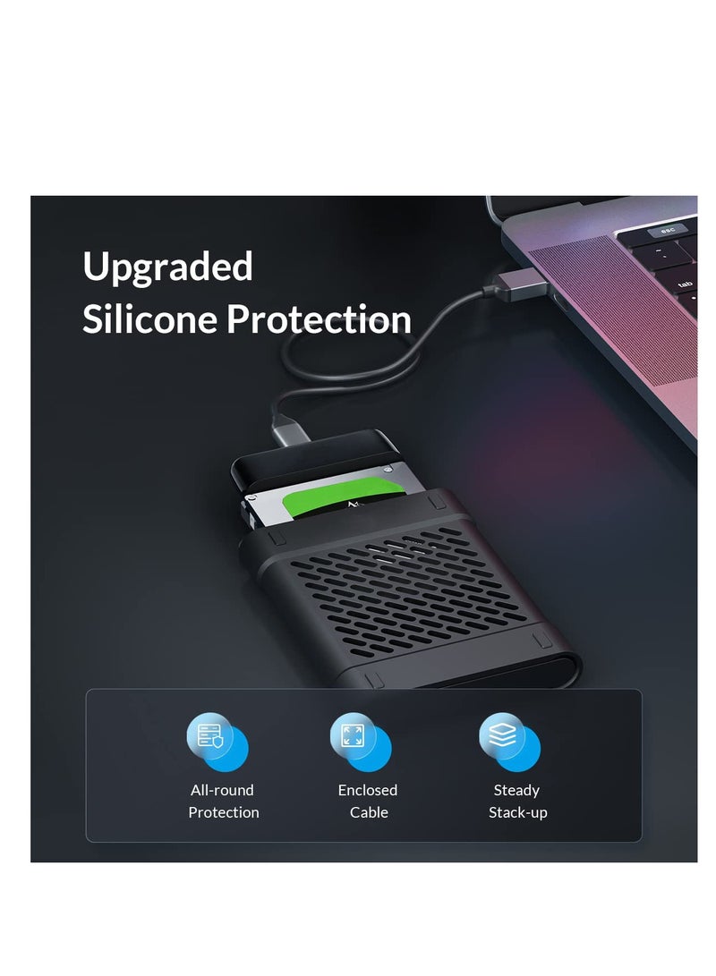كابل SATA USB، 1.6 قدم محول محرك أقراص SATA خارجي USB 3.0، مع غلاف سيليكون محمول، سرعة فائقة مع تسريع UASP، لنقل بيانات HDD/SSD بحجم 2.5 بوصة (يدعم UASP)، باللون الأسود - Image 3