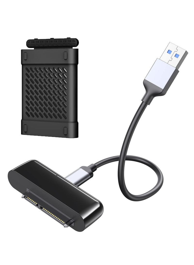 كابل SATA USB، 1.6 قدم محول محرك أقراص SATA خارجي USB 3.0، مع غلاف سيليكون محمول، سرعة فائقة مع تسريع UASP، لنقل بيانات HDD/SSD بحجم 2.5 بوصة (يدعم UASP)، باللون الأسود - Image 1