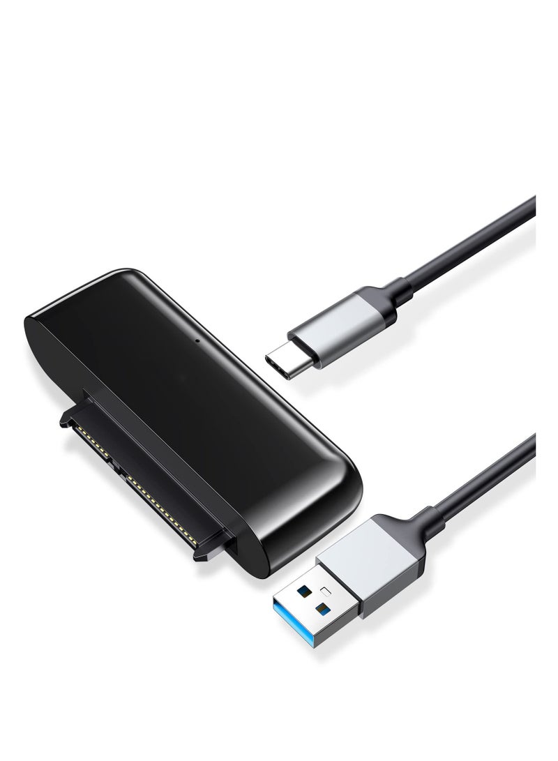 كابل SATA USB، 1.6 قدم محول محرك أقراص SATA خارجي USB 3.0، مع غلاف سيليكون محمول، سرعة فائقة مع تسريع UASP، لنقل بيانات HDD/SSD بحجم 2.5 بوصة (يدعم UASP)، باللون الأسود - Image 2
