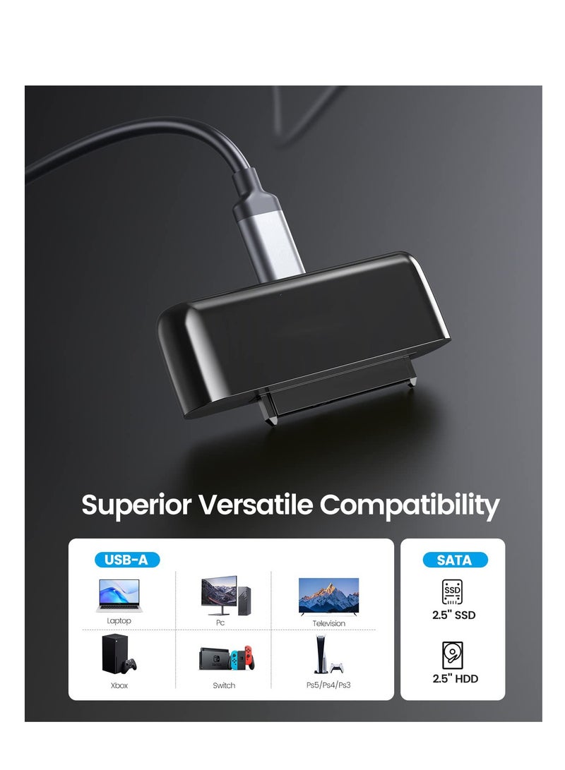 كابل SATA USB، 1.6 قدم محول محرك أقراص SATA خارجي USB 3.0، مع غلاف سيليكون محمول، سرعة فائقة مع تسريع UASP، لنقل بيانات HDD/SSD بحجم 2.5 بوصة (يدعم UASP)، باللون الأسود - Image 4