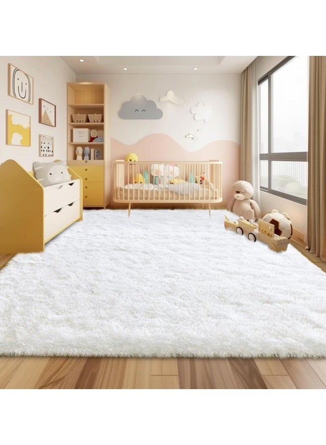 GGEROU Large Area Rugs for Living Room, Ultra Soft White Big Shag Rug for Bedroom Nursery, Modern Fluffy Plush Carpet White  - Image 4