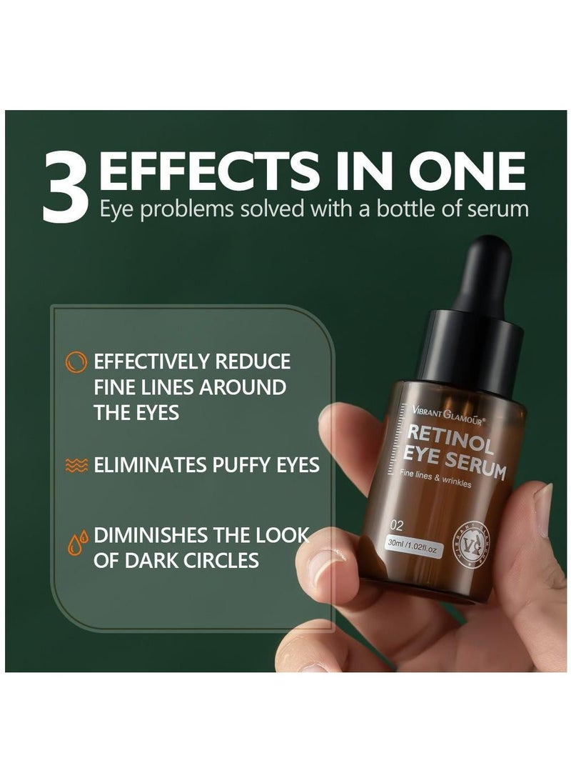 Vibrant Glamour - Retinol Eye Serum Removes Dark Circles Fade Fine Lines Remove Eye Bags Anti-Wrinkle Anti-Aging Firming & Brighten Skin Retinol Arbutin Vitamin C & E Blended Eye Serum 30ml - Image 1