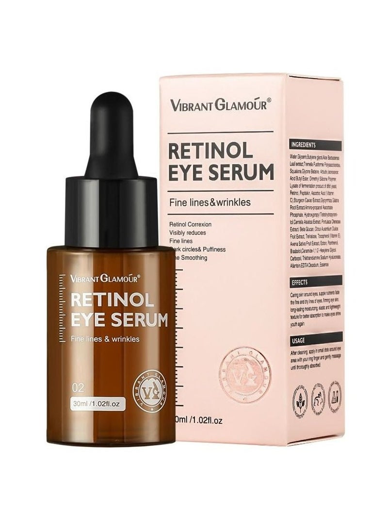 Vibrant Glamour - Retinol Eye Serum Removes Dark Circles Fade Fine Lines Remove Eye Bags Anti-Wrinkle Anti-Aging Firming & Brighten Skin Retinol Arbutin Vitamin C & E Blended Eye Serum 30ml - Image 1