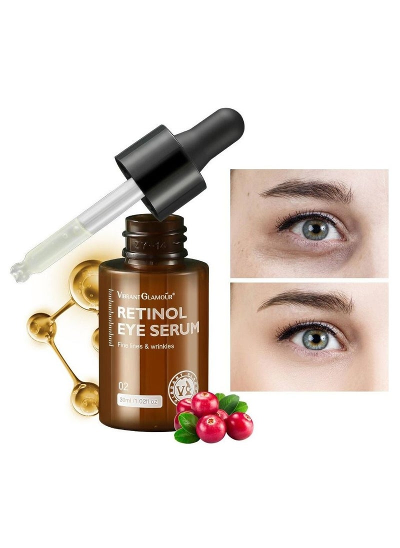 Vibrant Glamour - Retinol Eye Serum Removes Dark Circles Fade Fine Lines Remove Eye Bags Anti-Wrinkle Anti-Aging Firming & Brighten Skin Retinol Arbutin Vitamin C & E Blended Eye Serum 30ml - Image 1