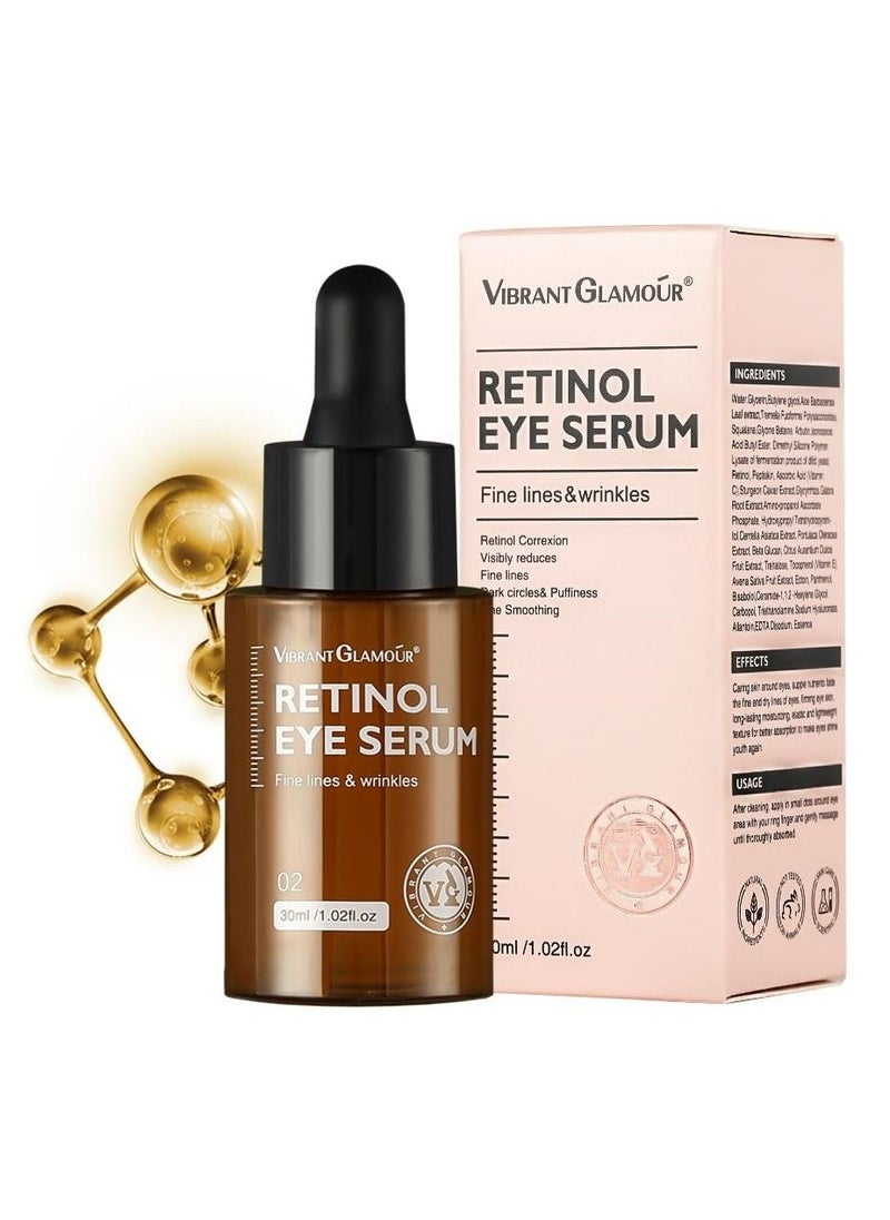 Vibrant Glamour - Retinol Eye Serum Removes Dark Circles Fade Fine Lines Remove Eye Bags Anti-Wrinkle Anti-Aging Firming & Brighten Skin Retinol Arbutin Vitamin C & E Blended Eye Serum 30ml - Image 1