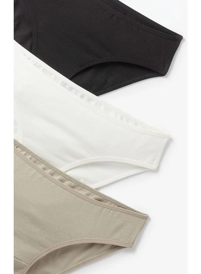 JUNE June Women 3-Pack Panties Black - Ecru - Dark Grey