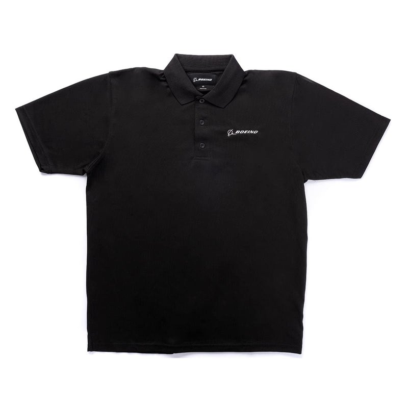 Boeing Signature Logo Mesh Tech Polo Shirt Black S