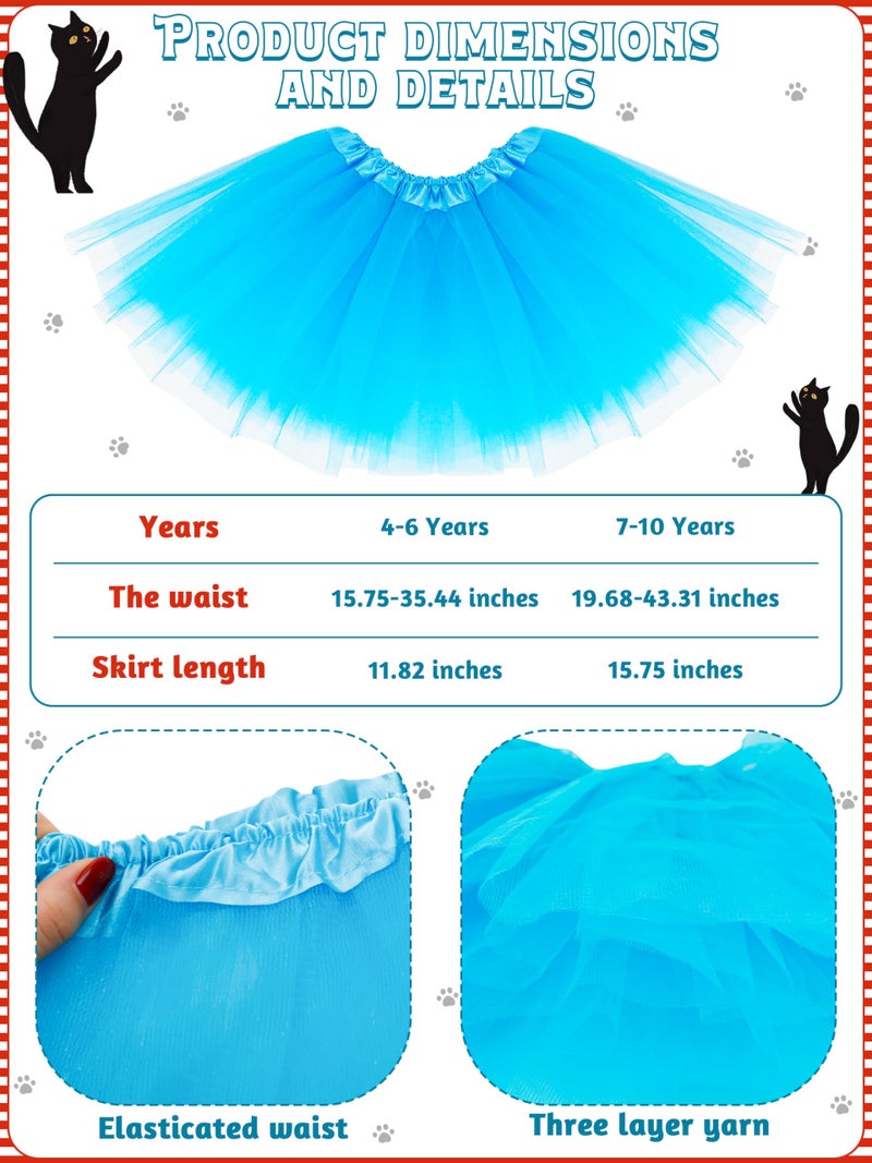Luces Blue Tutu Cosplay Set, 4PCS Tulle Tutu Skirt Ponytail Headbands Blue Red Striped Gloves High Knee Socks Girl Costume - Image 3