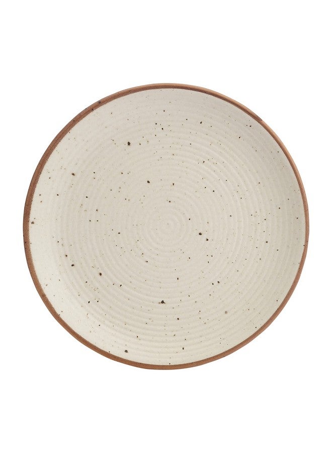 Miah Decor Ceramic Quarter Plates Small Dinner Plates Set of 6 Handcrafted Stoneware Off-White with Brown Rim & grains Serving Platter for Snacks & Dessert Microwave and Dishwasher Safe -Size 7 Inches - Image 5