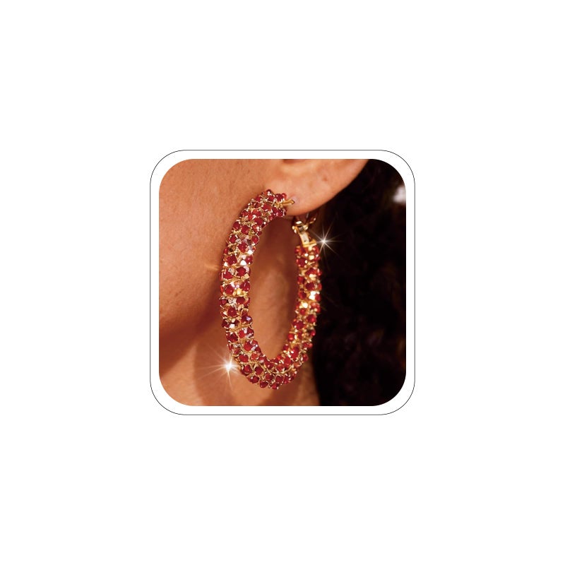 CSIYANJRY99 Red Hoop Earrings for Women Big Hoop Earrings Sparkly Rhinestone Earring Large Hoops Earring Prom Jewelry Gifts Christmas Accessorie - Image 1