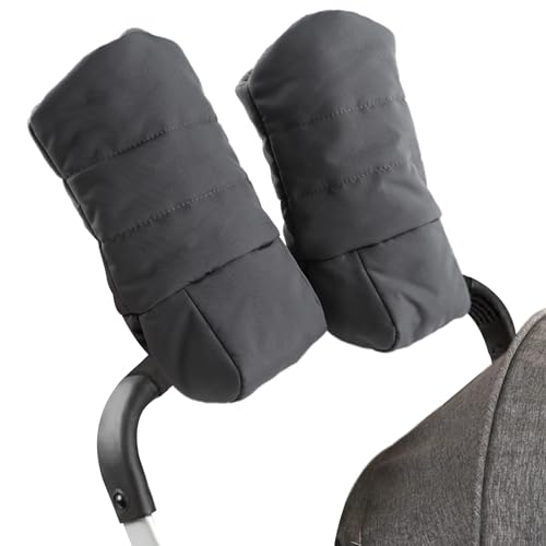 Zsedrut Stroller Gloves Universal Winter AntiFreeze Stroller Mittens Water Repellent Hand Warmer Muff Fleece LinedWinter Stroller Accessories Gray - Image 1