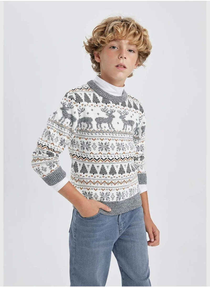 ديفاكتو Boy Crew Neck Long Sleeve Tricot Pullover