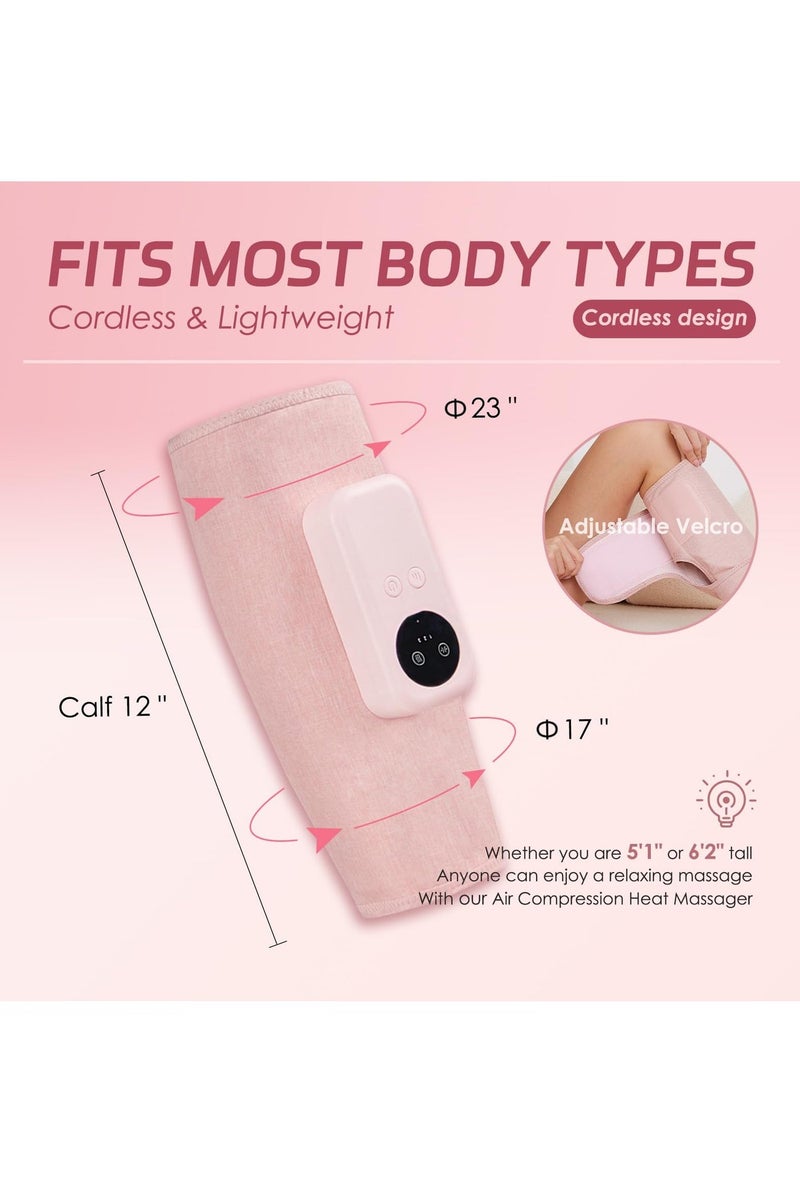 Professional Wireless Leg Massager with Heat  Air Compression, 3+3 Intensity for Deep Muscle Relief, Circulation - Calf Massager for Recovery (1 PC, Pink) - Image 2