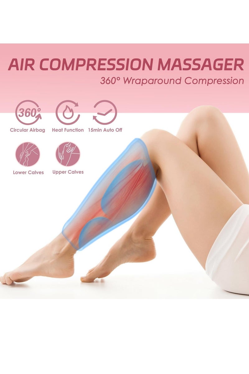 Professional Wireless Leg Massager with Heat  Air Compression, 3+3 Intensity for Deep Muscle Relief, Circulation - Calf Massager for Recovery (1 PC, Pink) - Image 3