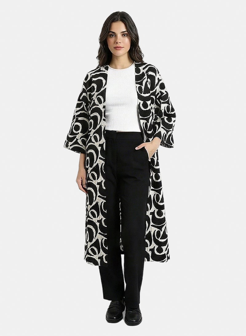RAVIN Women Abstract Graphic Longline Kimono Cardigan - Image 5
