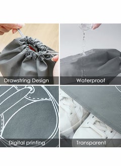 Excefore Travel Shoe Bag,Non-Woven Storage Dustproof with Rope for Men and Women Large Shoes Pouch Packing Organizers, Black - 10 PCS,Grey  - Image 5