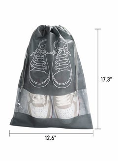 Excefore Travel Shoe Bag,Non-Woven Storage Dustproof with Rope for Men and Women Large Shoes Pouch Packing Organizers, Black - 10 PCS,Grey  - Image 2