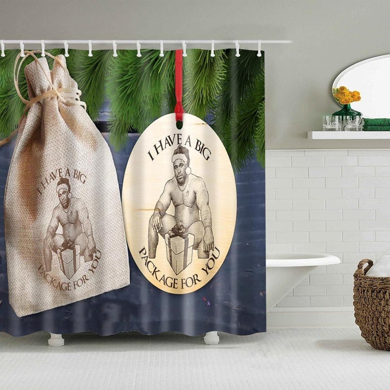 comfrt 2pcs Christmas Shower Curtain for Bathroom, Christmas Shower Curtain with Various Patterns Bathroom Curtain Printing Shower Curtain, Xmas Cute Holiday Fabric Bath Accessories Decor - Image 2