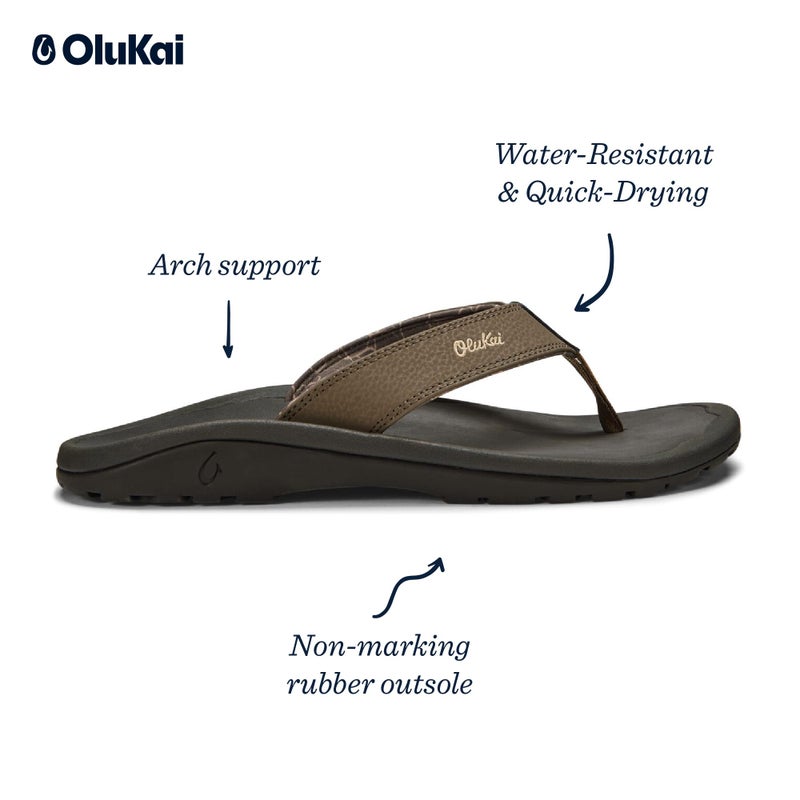 OLUKAI صندل شاطئ أولوكاي أوهانا للرجال، مقاوم للماء، شباشب مقلوبة، دعم قوس القدم وراحة ملائمة، خفيف الوزن ومتين، قبضة محسّنة وسحب، بانين/ملح الجزيرة، 12 - Image 4