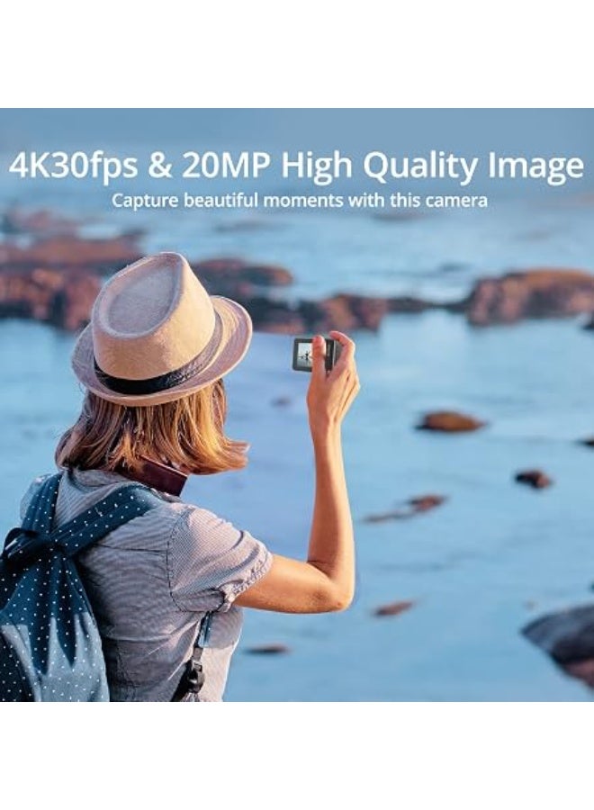 أكاسو AKASO Brave 7 كاميرا أكشن 4K بدقة 30FPS، 20MP، مقاومة للماء IPX8، شاشة لمس، تحكم صوتي، WiFi، زوم، كارت microSDXC U3 سعة 128GB، بطاريتان 1350mAh - Image 3