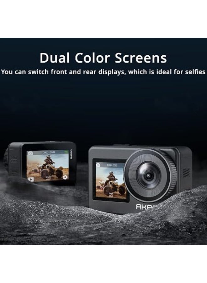 أكاسو AKASO Brave 7 كاميرا أكشن 4K بدقة 30FPS، 20MP، مقاومة للماء IPX8، شاشة لمس، تحكم صوتي، WiFi، زوم، كارت microSDXC U3 سعة 128GB، بطاريتان 1350mAh - Image 2