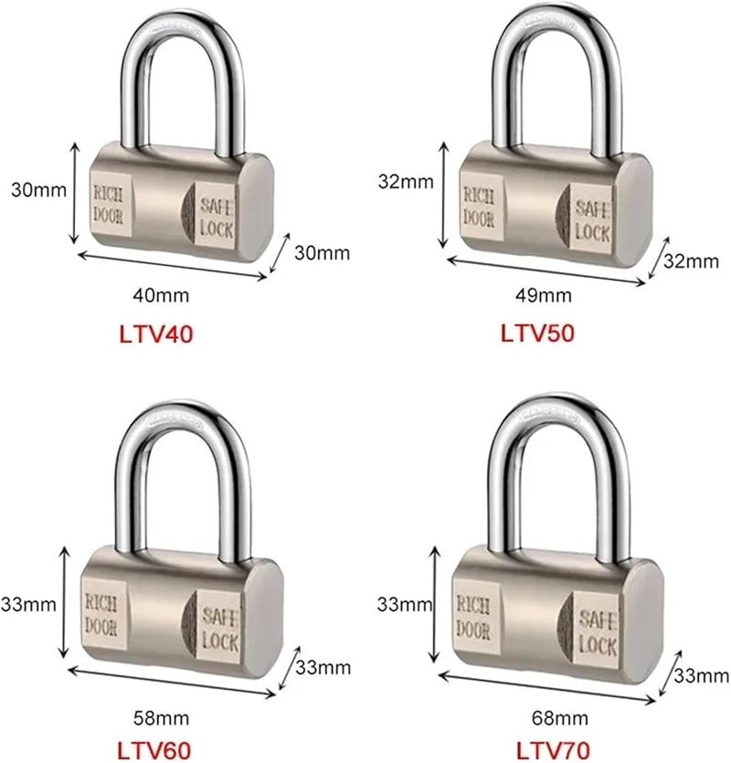 Stainless Steel Padlock 50mm Anti Pick Anti Theft Waterproof Rustproof Door Locker Security Lock - Image 4