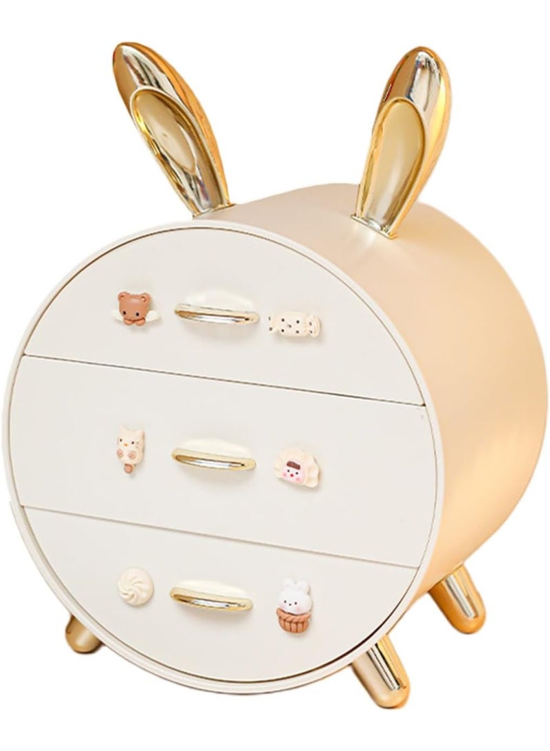 Arabest Cute Rabbit Plastic Storage Organizer With Multi-Layer Drawers, Hair Clip Organizer, Desktop Stationery Holder, Dormitory Cosmetics Storage Box, Multicolor - Image 1