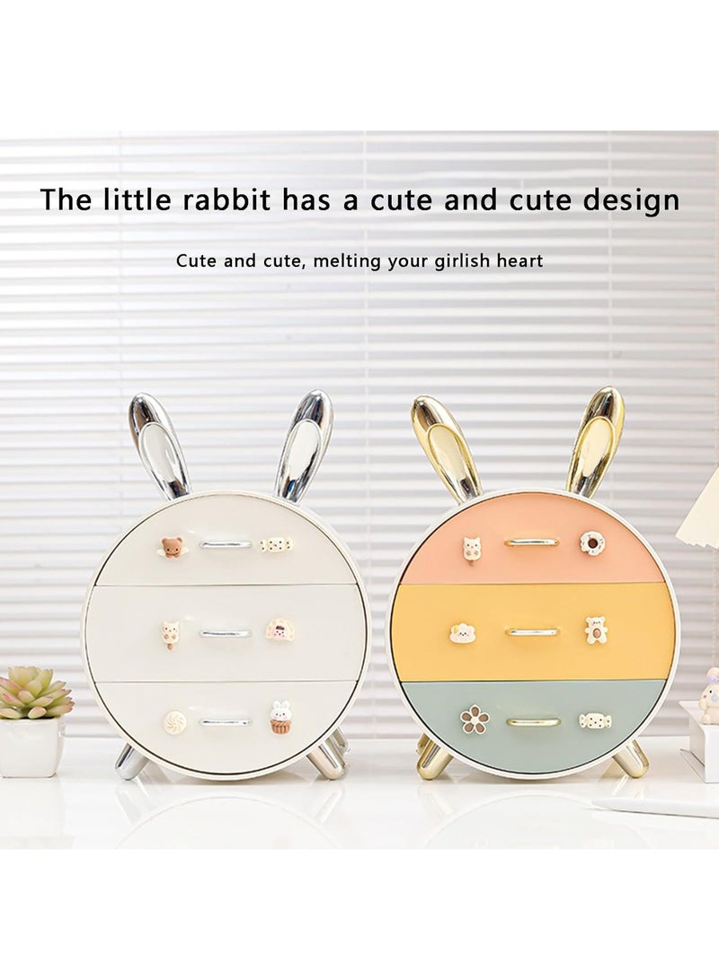 Arabest Cute Rabbit Plastic Storage Organizer With Multi-Layer Drawers, Hair Clip Organizer, Desktop Stationery Holder, Dormitory Cosmetics Storage Box, Multicolor - Image 3