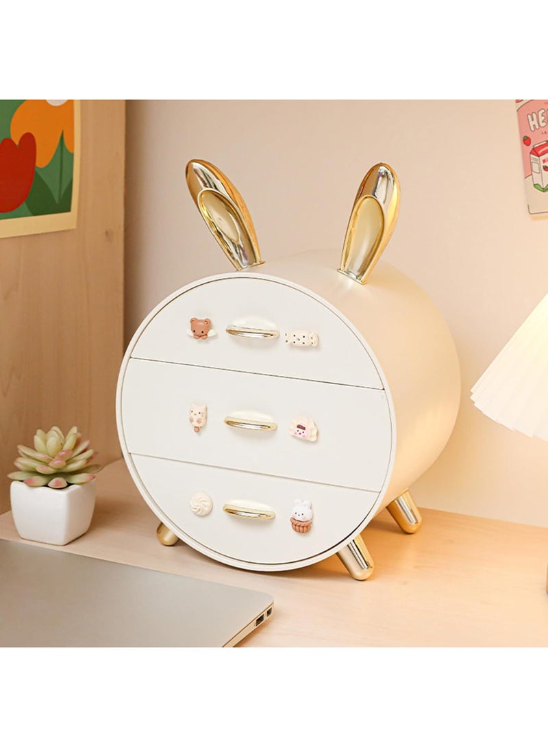 Arabest Cute Rabbit Plastic Storage Organizer With Multi-Layer Drawers, Hair Clip Organizer, Desktop Stationery Holder, Dormitory Cosmetics Storage Box, Multicolor - Image 2