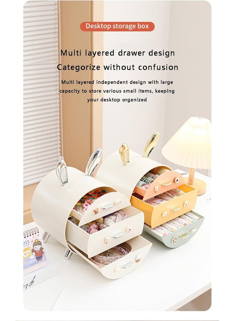 Arabest Cute Rabbit Plastic Storage Organizer With Multi-Layer Drawers, Hair Clip Organizer, Desktop Stationery Holder, Dormitory Cosmetics Storage Box, Multicolor - Image 5