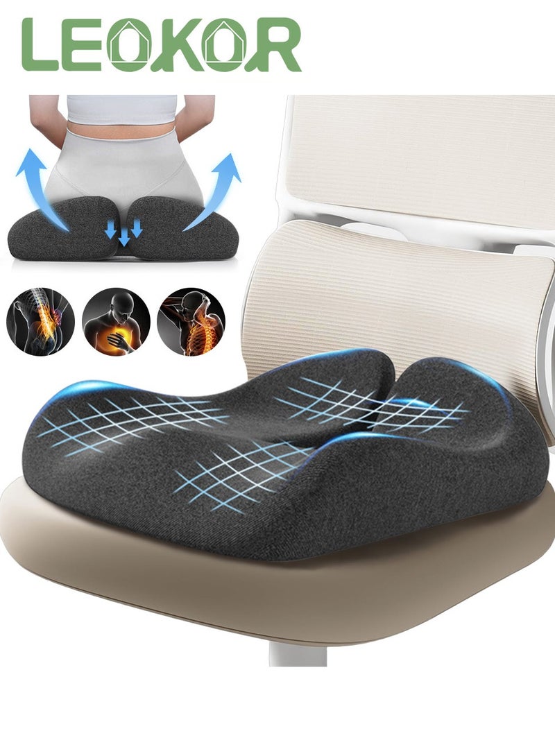 LEOKOR Office Chair Cushion, Memory Foam Seat Cushion for Office Chair Pressure Relief Sciatica and Tailbone Pain Relief for Long Sitting , for Office Chair, Gaming Chair and Car Seat - Image 1