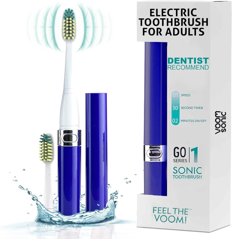 VOOM SONIC Go 1 Series Travel Electric Toothbrush | Travel Toothbrushes - Battery Operated Toothbrush for Adults & Kids, Dentist Recommended Toothbrush, Portable w/ 2 Minute Timer (Royal Blue) - Image 1
