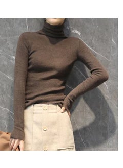 Women's Solid Color High Collar Slimming Wool Sweater