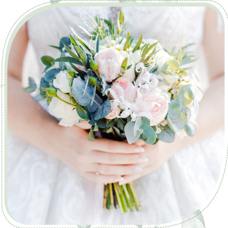 Giegxin 270 Pcs 3 Kinds Mixed Artificial Eucalyptus Leaves Stems Bulk Silver Dollar Leaves Picks Dried Eucalyptus Bundle Faux Spray for Wedding Vase Bouquet Floral Arrangement (Green) - Image 5