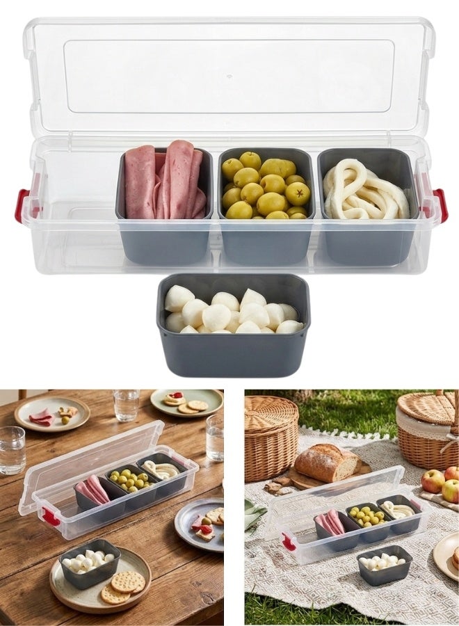 Rectangular plastic organizer box with a capacity of 2.3 liters and measuring 37.5X14.5x6.5 Cm. This storage box features a lid and internal dividers, making it ideal for organizing kitchen utensils, tableware, spices, nuts, small toys, office supplies, pantry items, and cupboards. The sturdy and practical plastic box keeps all your belongings organized and easily accessible. Its durable, high-quality design helps maintain a clean and tidy home. - Image 1