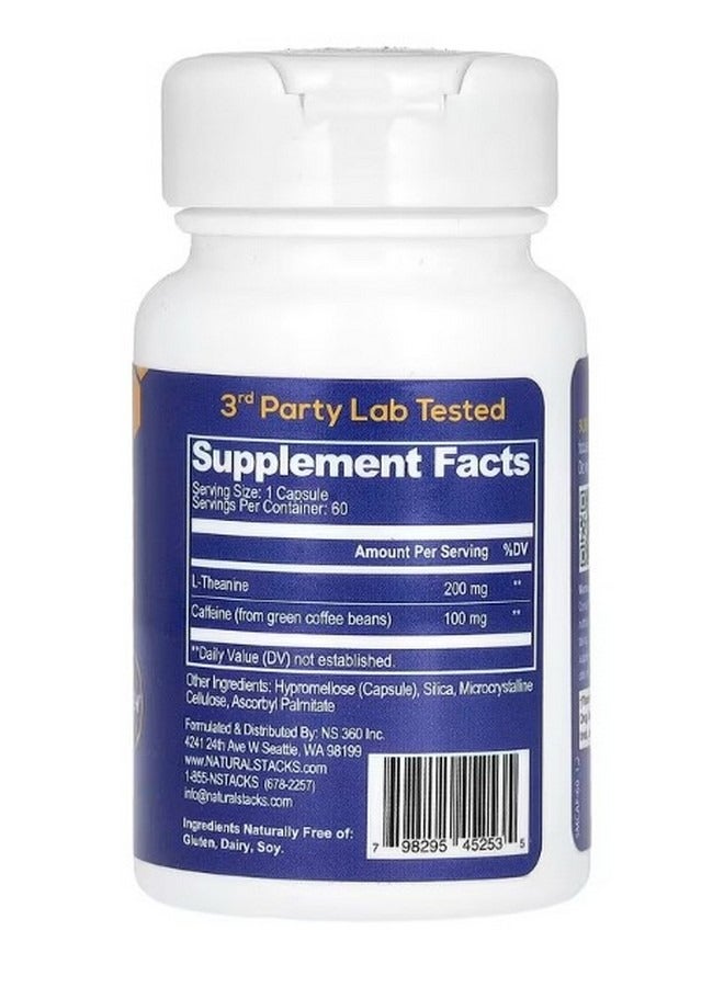 ناتشورال ستاكس Smart Caffeine With LTheanine 60 Vegan Capsules - Image 2