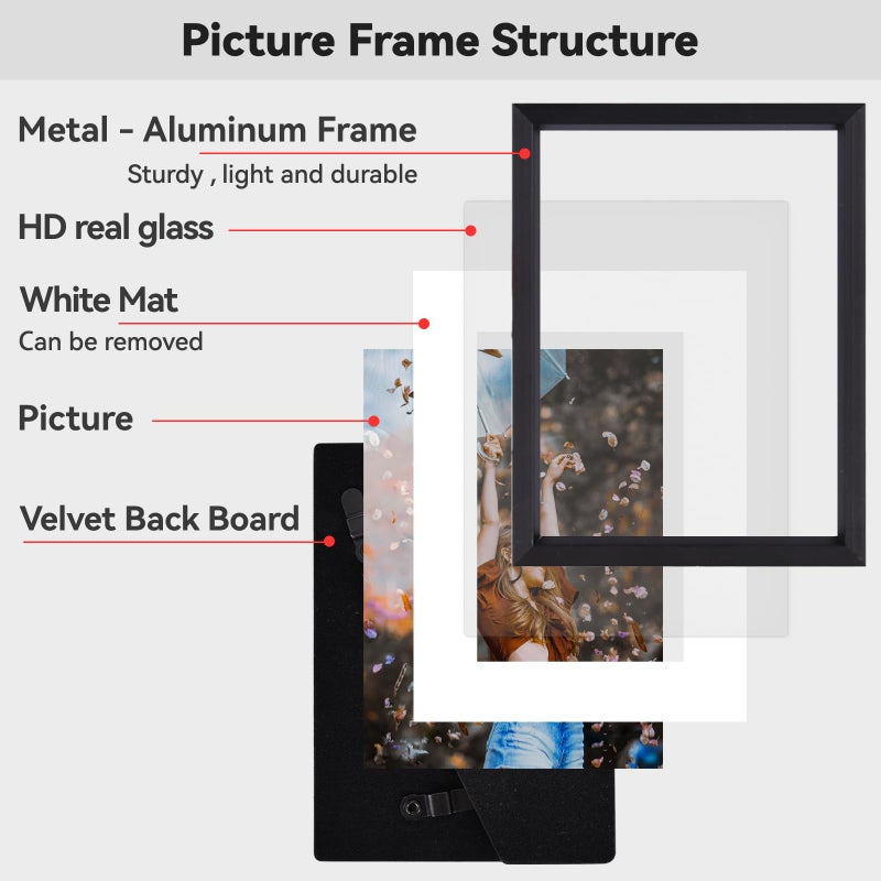 BKABOT 4x4 Picture Frame  Black Metal Photo Frames with HD Glass  Fits 3x3 with Mat or 4 x 4 without Mat  Display for Wall and Table  3 Pack - Image 4