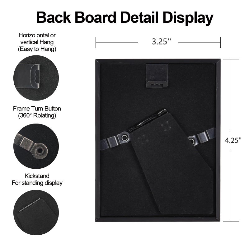 BKABOT 4x4 Picture Frame  Black Metal Photo Frames with HD Glass  Fits 3x3 with Mat or 4 x 4 without Mat  Display for Wall and Table  3 Pack - Image 3