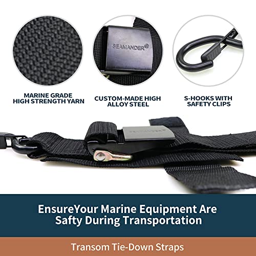 Seamander Boat Tie Down Straps to Trailer- Marine Grade Adjustable Boat Trailer Straps for Boat, Jet Ski, & More(Safety Clips 2inch*48inch) - Image 2