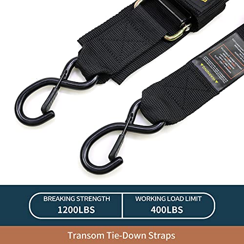 Seamander Boat Tie Down Straps to Trailer- Marine Grade Adjustable Boat Trailer Straps for Boat, Jet Ski, & More(Safety Clips 2inch*48inch) - Image 3