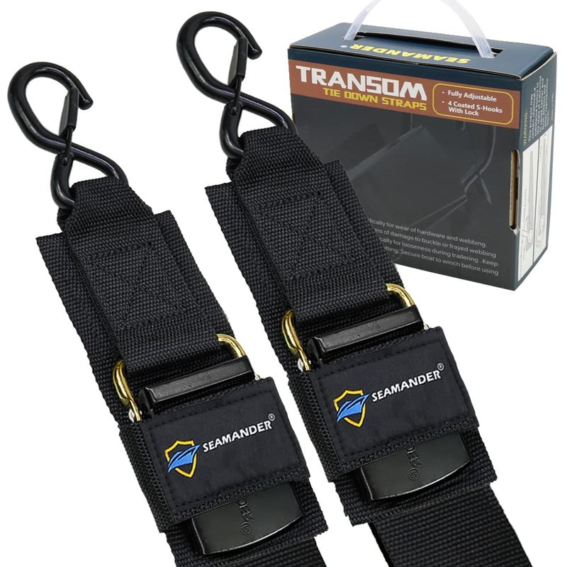 Seamander Boat Tie Down Straps to Trailer- Marine Grade Adjustable Boat Trailer Straps for Boat, Jet Ski, & More(Safety Clips 2inch*48inch) - Image 5