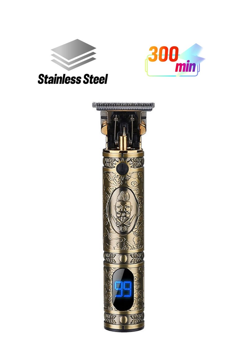 NIBEMINENT Rechargeable Cordless Professional Beard Hair Trimmer With Combs Brush Gold - Image 1