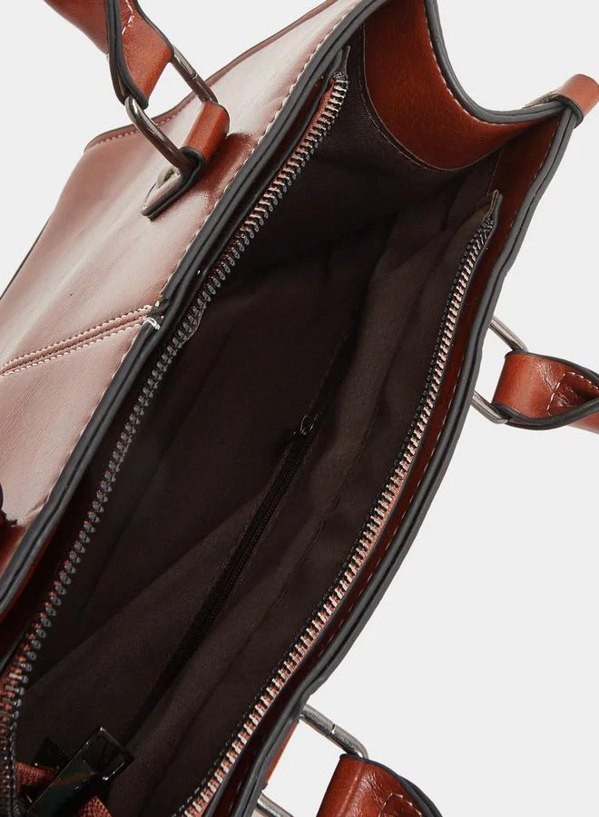 Take Two Take Two Solid Dual Handles Handbag with Adjustable Strap