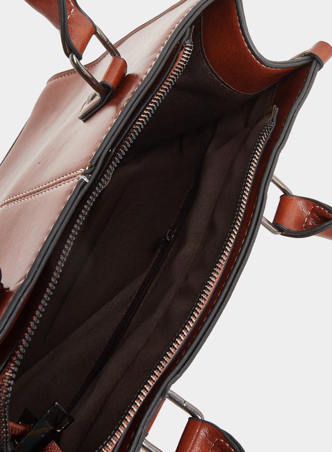 ستايلي حقيبة يد بحمالات مزدوجة صلبة مع حزام قابل للتعديل - Image 4